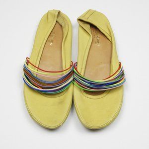 Yellow Leather Flats Town Shoes